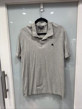 Express Men's Grey Pique Short Sleeve Polo Collar Shirt Sz XL